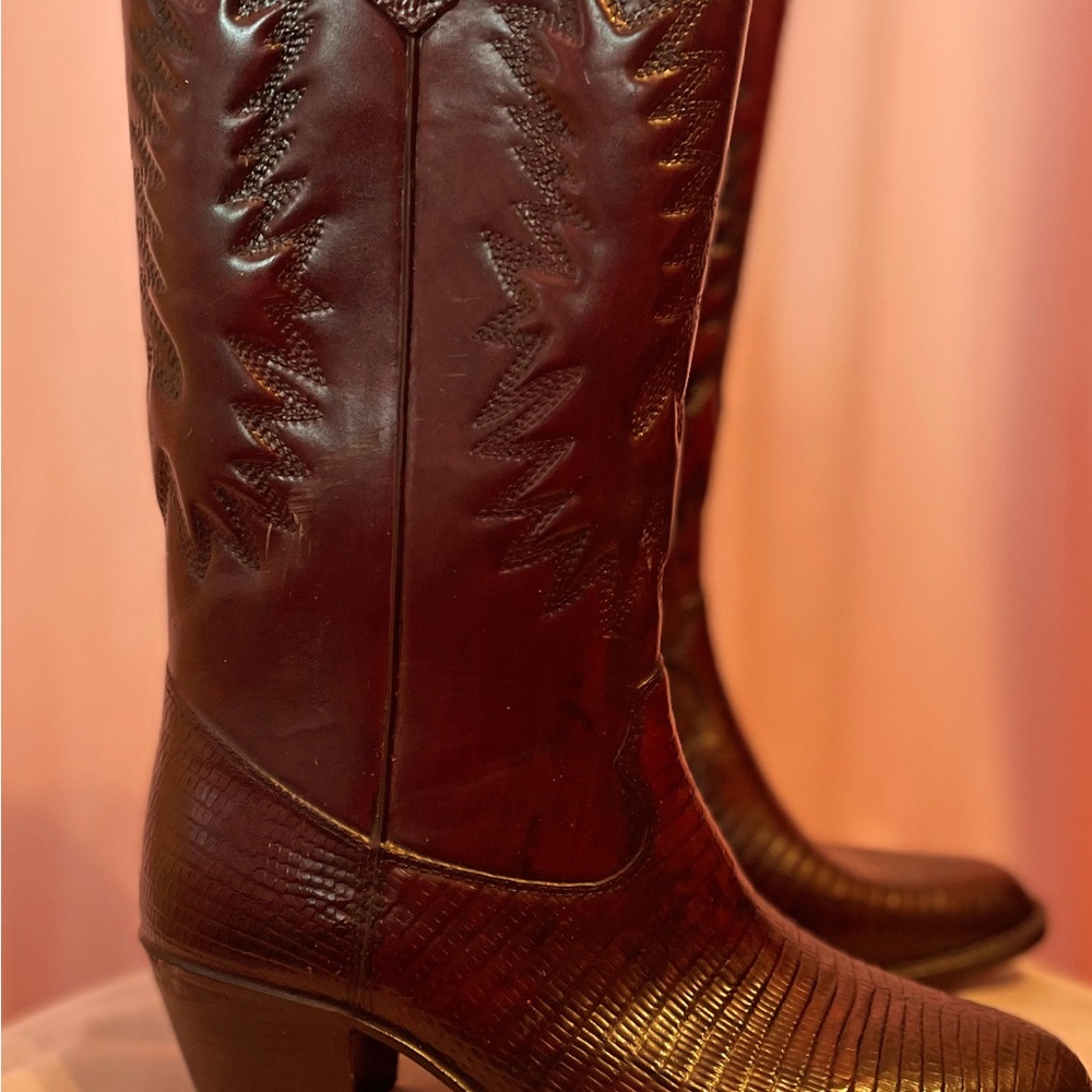 Women's Vintage Burgundy Brown Western Cowboy Boots Size 6 Made in USA Cowgirl - Picture 3 of 9